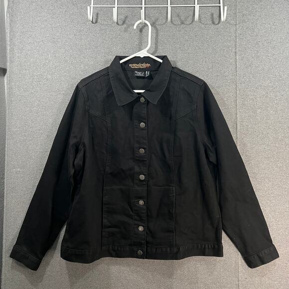 Women With Control Me Wonder Denim Jacket Black Size Lange - Picture 1 of 11